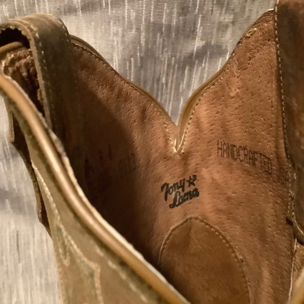 tony lama womens reptile square toe leather sole boots Sz 9B western cowgirl - Picture 6 of 11